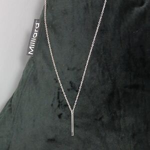 Silver Vertical Bar Pendant Necklace for Women